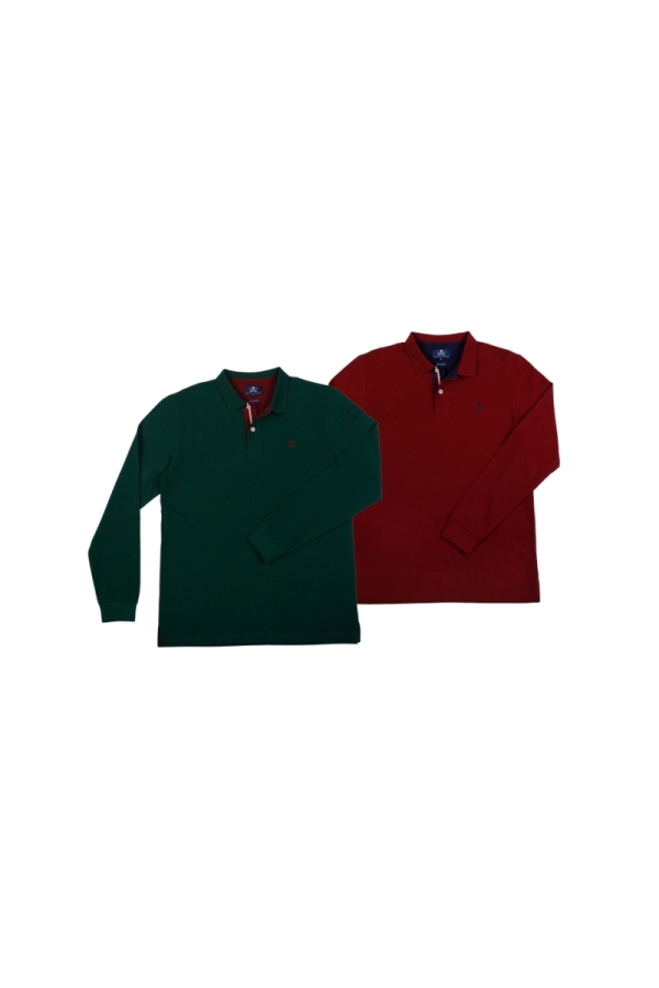 Pack 2 Polos Basico Hombre The Time Of Bocha PI1PK.PL Verde-Burdeos