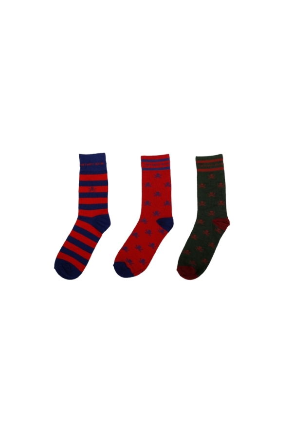 Pack 3 Calcetines Hombre The Time Of Bocha PI1PK.SOCK Marino-Burdeos-Verde