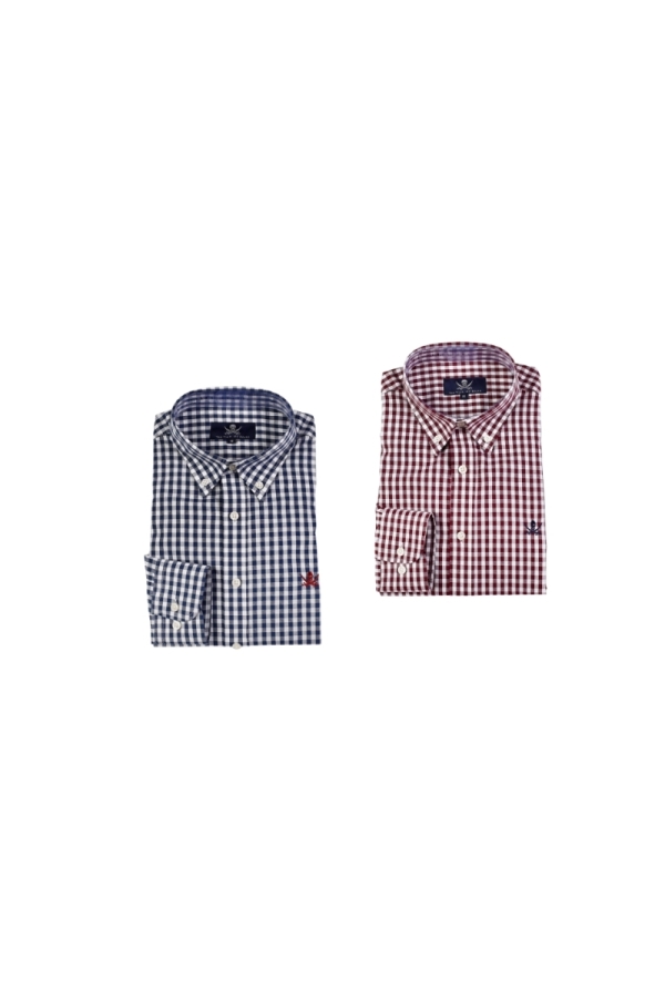 Pack 2 Camisas Cot Hombre The Time Of Bocha PI1PK.CS Azul-Rojo