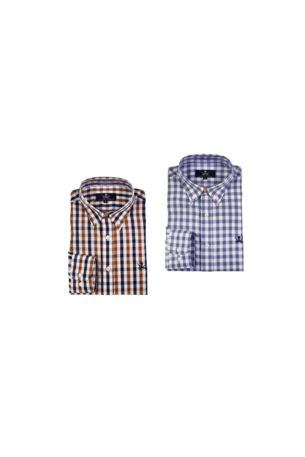 Pack 2 Camisas Cot Hombre The Time Of Bocha PI1PK.CS Blanco-Azul