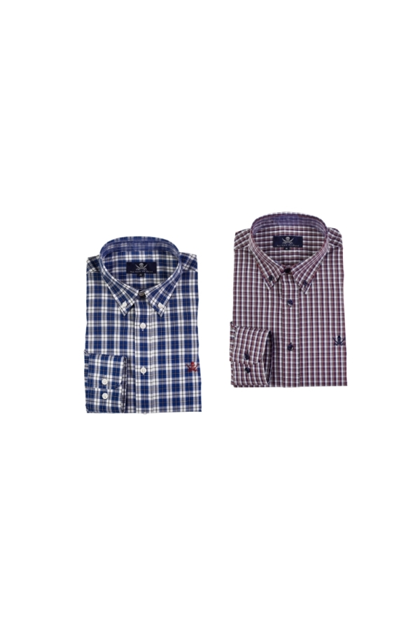 Pack 2 Camisas Cot Hombre The Time Of Bocha PI1PK.CS Azul-Rojo