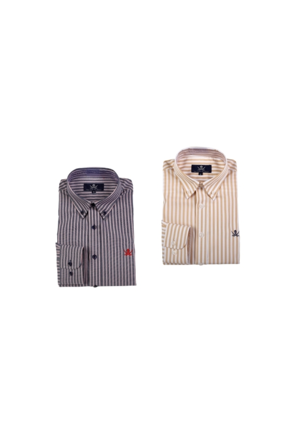 Pack 2 Camisas Cot Hombre The Time Of Bocha PI1PK.CS Azul-Beige