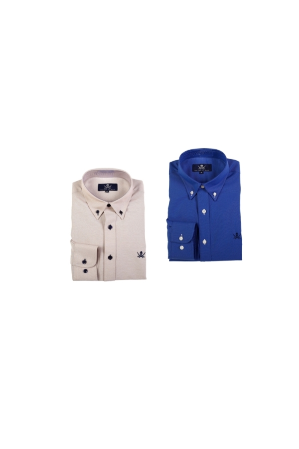 Pack 2 Camisas Oxford Hombre The Time Of Bocha PI1PK.CS Beige-Azul