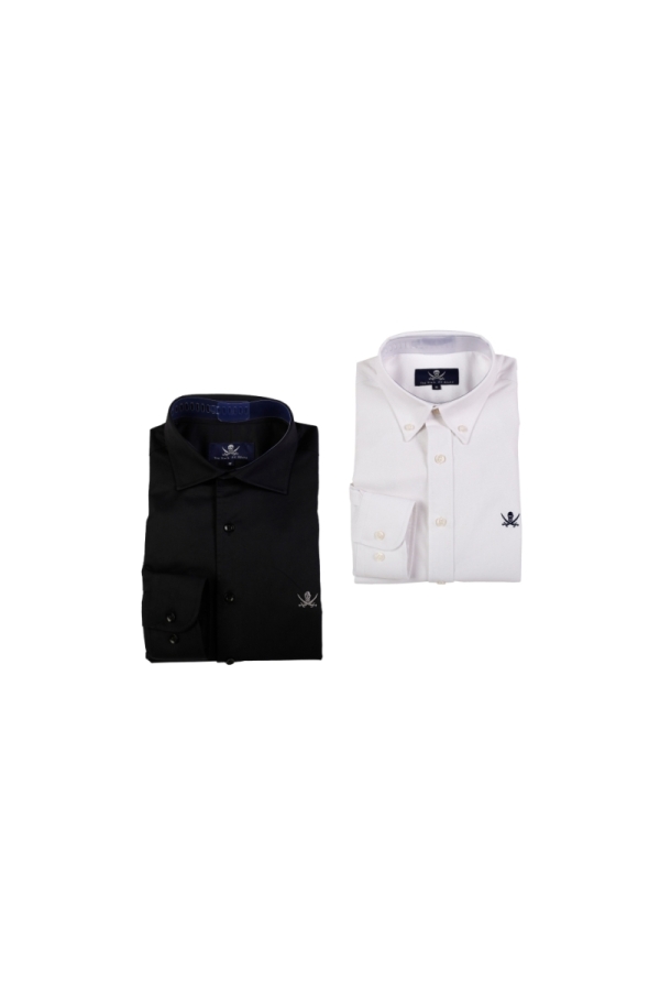 Pack 2 Camisas Gabardina Hombre The Time Of Bocha PI1PK.CS Negro-Blanco