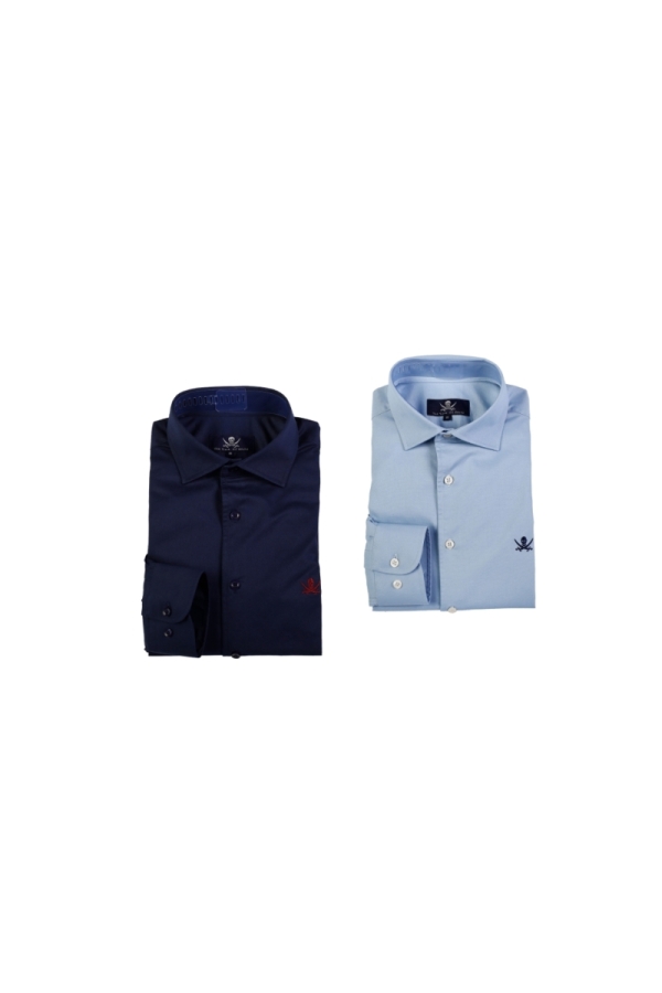 Pack 2 Camisas Gabardina Hombre The Time Of Bocha PI1PK.CS Marino-Celeste