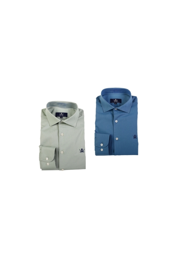 Pack 2 Camisas Gabardina Hombre The Time Of Bocha PI1PK.CS Verde Tea-Azul Cobalto