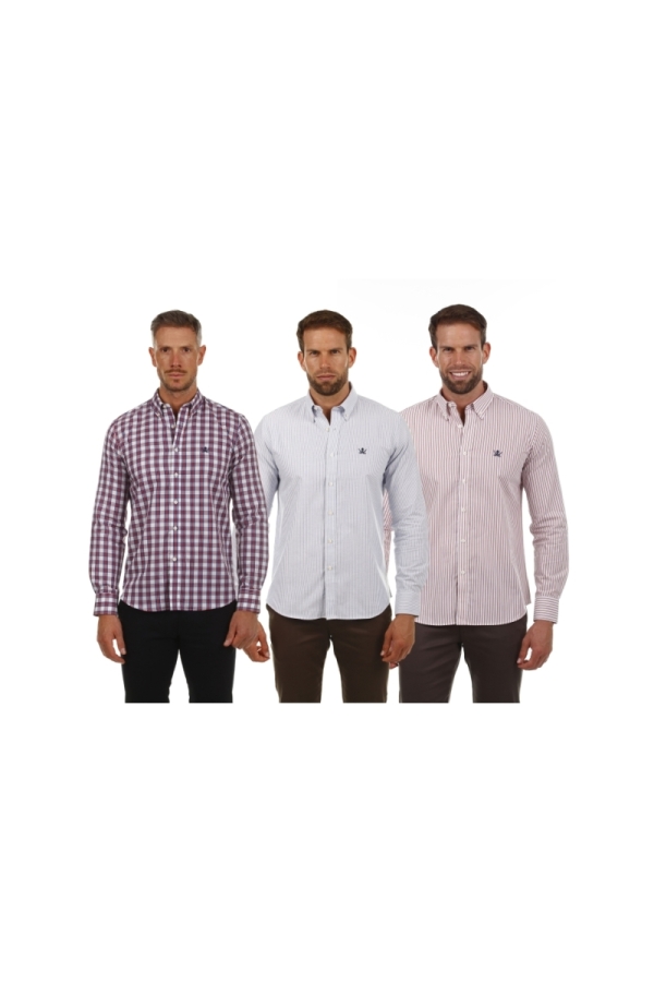 Pack 3 Camisas Hombre The Time Of Bocha PI1PK.CS Azul-Rojo-Blanco