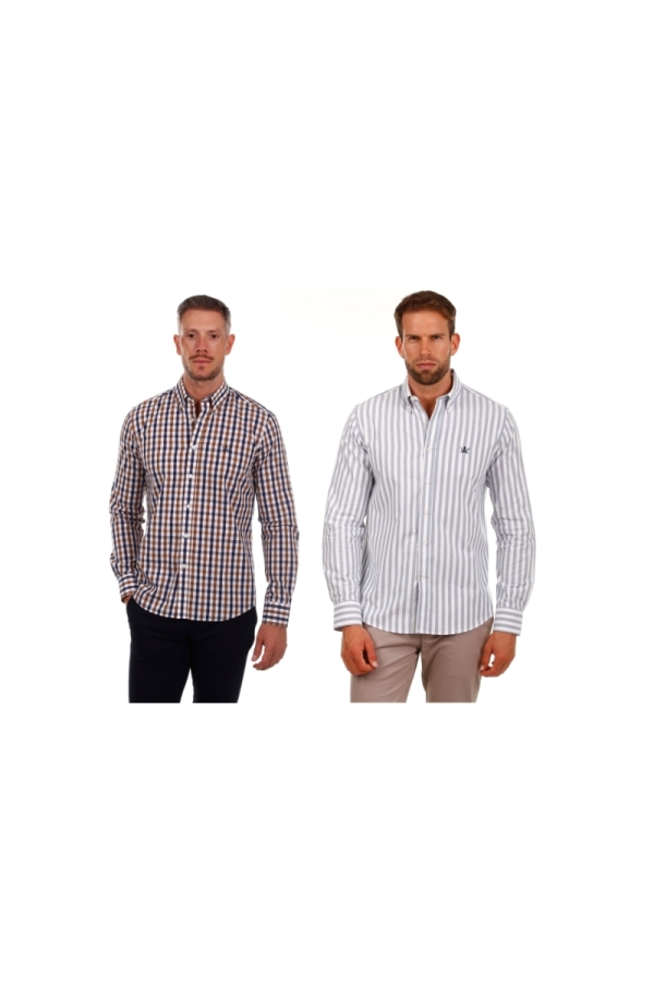 Pack 2 Camisas Hombre The Time Of Bocha PI1PK.CS Marino-Blanco