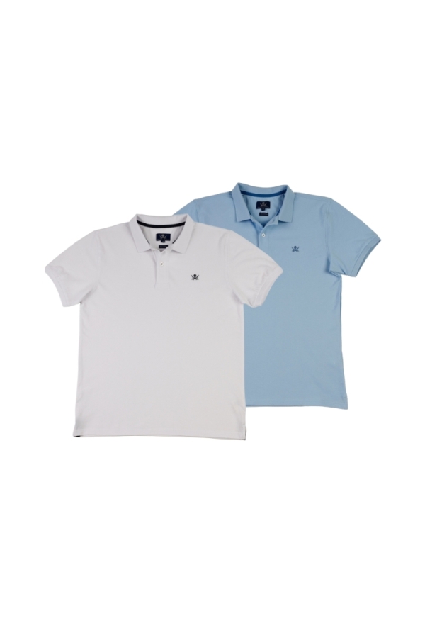 Pack 2 Polos Basicos Hombre The Time Of Bocha QV1PK.PL Blanco-Celeste