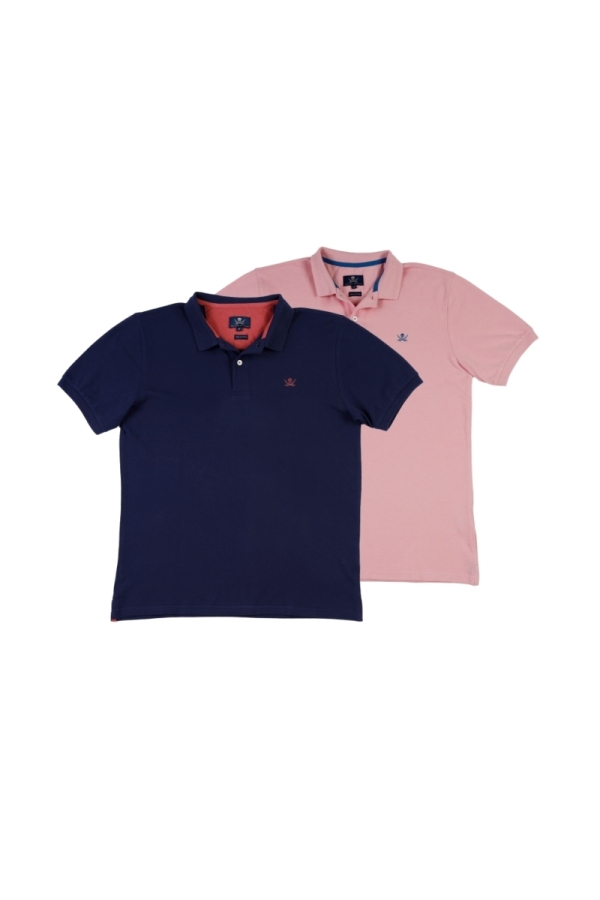 Pack 2 Polos Basicos Hombre The Time Of Bocha QV1PK.PL Denim-Rosa