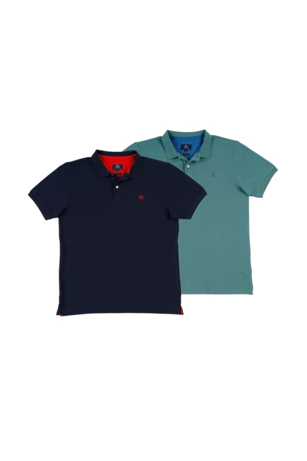 Pack 2 Polos Basicos Hombre The Time Of Bocha QV1PK.PL Marino-Menta