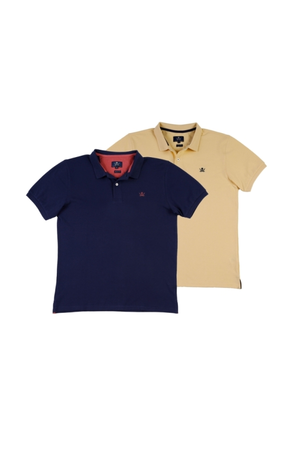 Pack 2 Polos Basicos Hombre The Time Of Bocha QV1PK.PL Denim-Amarillo