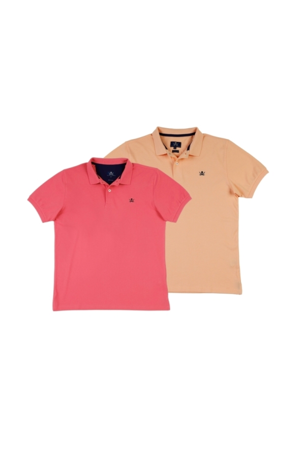 Pack 2 Polos Basicos Hombre The Time Of Bocha QV1PK.PL Coral-Apricot 