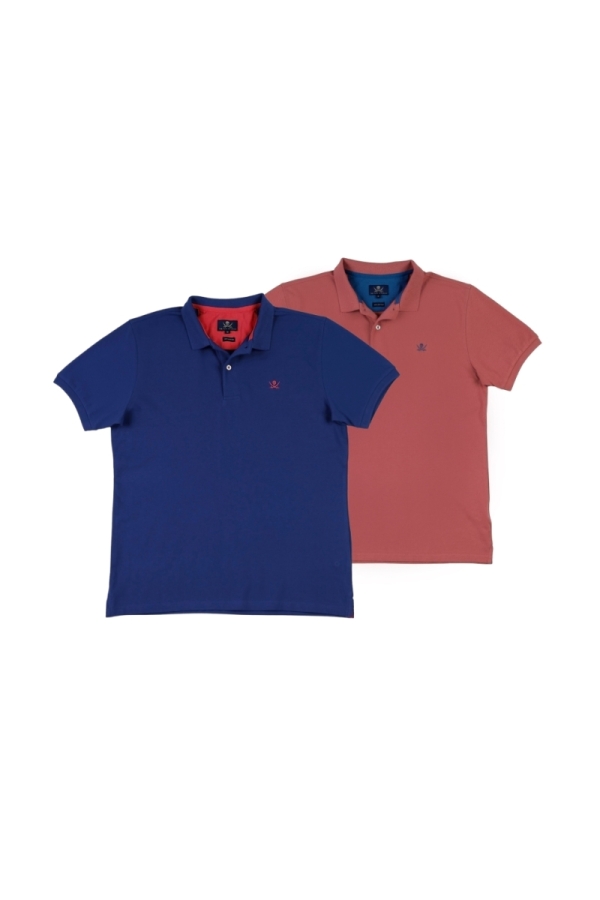 Pack 2 Polos Basicos Hombre The Time Of Bocha QV1PK.PL Indigo-Garnet