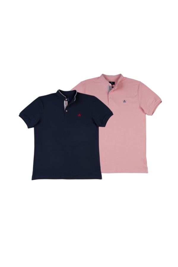 Pack 2 Polos Mao Hombre The Time Of Bocha QV1PK.PL Marino-Rosa