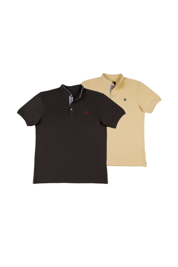 Pack 2 Polos Mao Hombre The Time Of Bocha QV1PK.PL Gris.Sol-Amarillo 