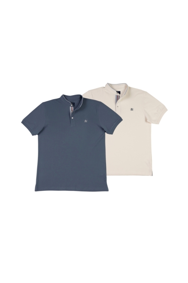 Pack 2 Polos Mao Hombre The Time Of Bocha QV1PK.PL Azul.Mir-Beige 