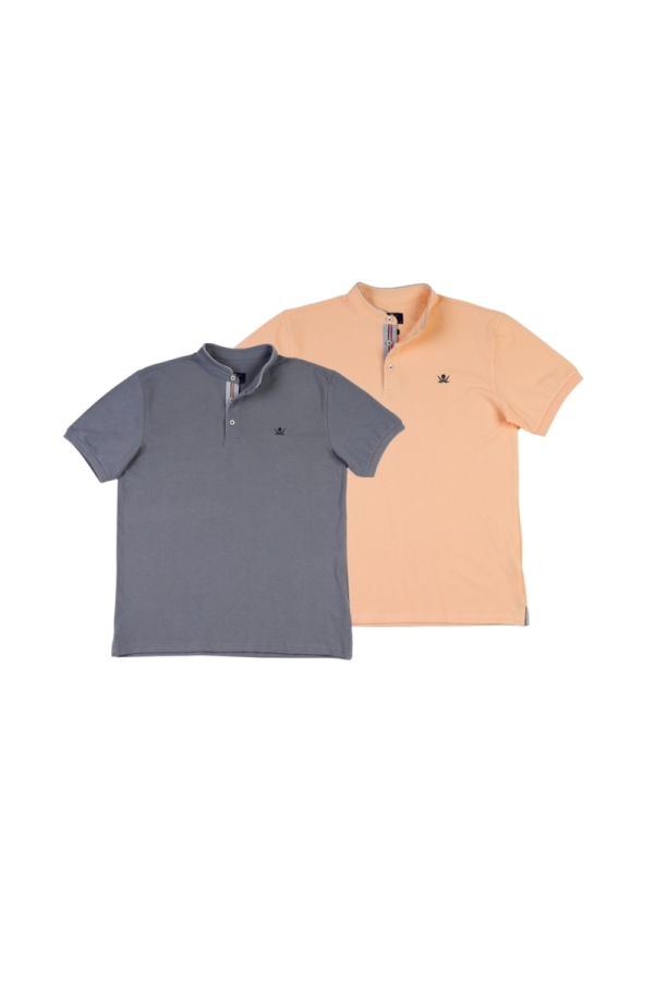 Pack 2 Polos Mao Hombre The Time Of Bocha QV1PK.PL Gris-Apricot