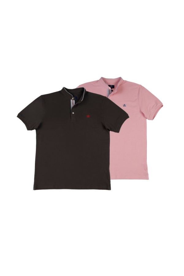 Pack 2 Polos Mao Hombre The Time Of Bocha QV1PK.PL Gris.Sol-Rosa 