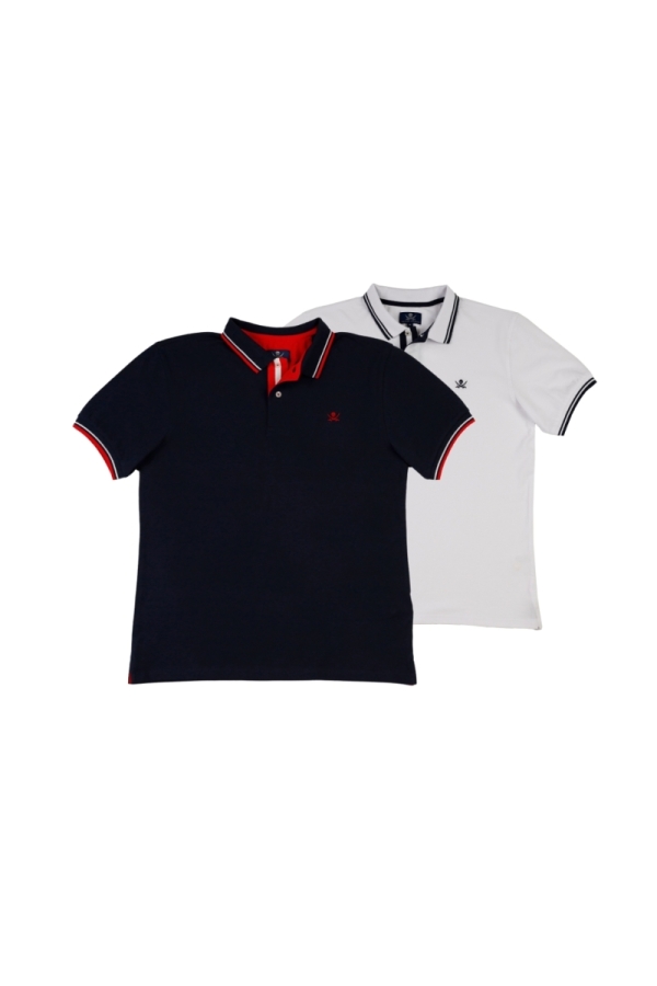 Pack 2 Polos Pirata Hombre The Time Of Bocha QV1PK.PL Marino-Blanco