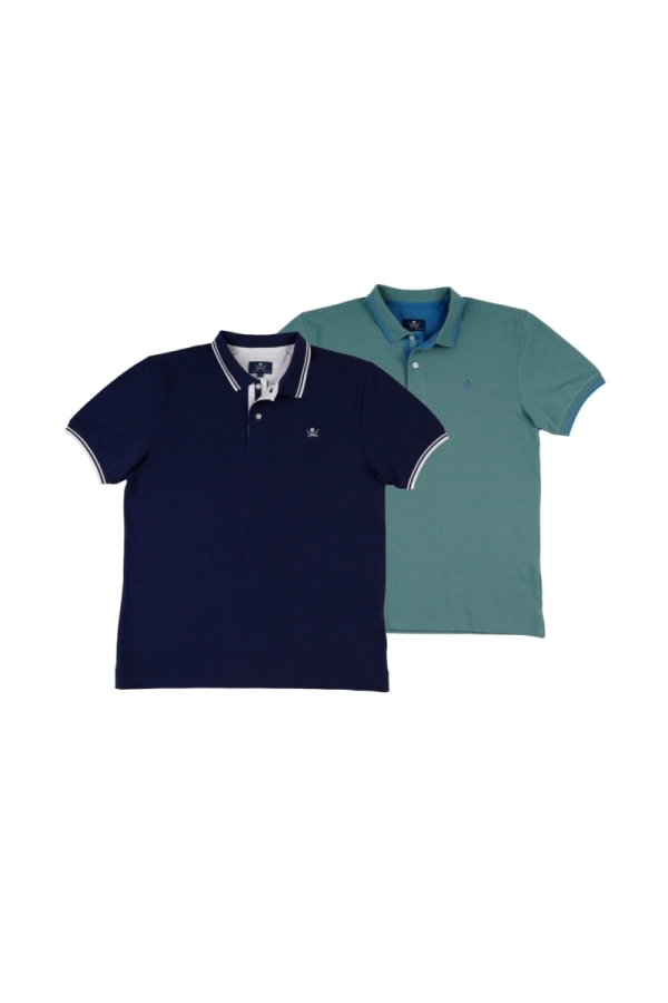 Pack 2 Polos Pirata Hombre The Time Of Bocha QV1PK.PL Denim-Menta 