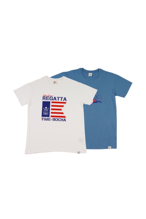 Pack 2 Camisetas Hombre The Time Of Bocha QV1PK.CM Blanco-Azul.Jea