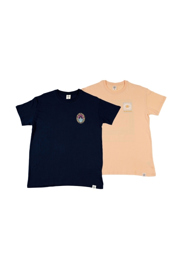 Pack 2 Camisetas Hombre The Time Of Bocha QV1PK.CM Denim-Apricot