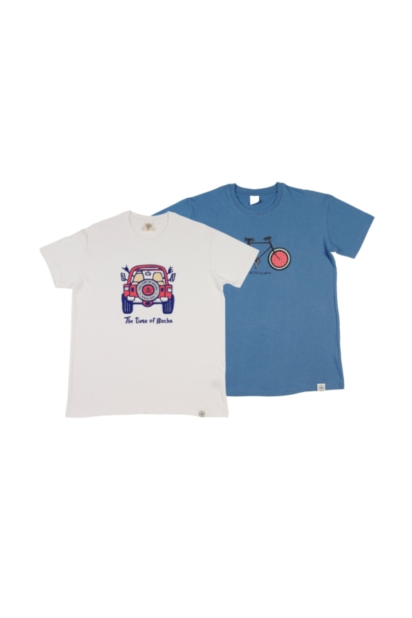 Pack 2 Camisetas Hombre The Time Of Bocha QV1PK.CM Blanco-Azul.Jea