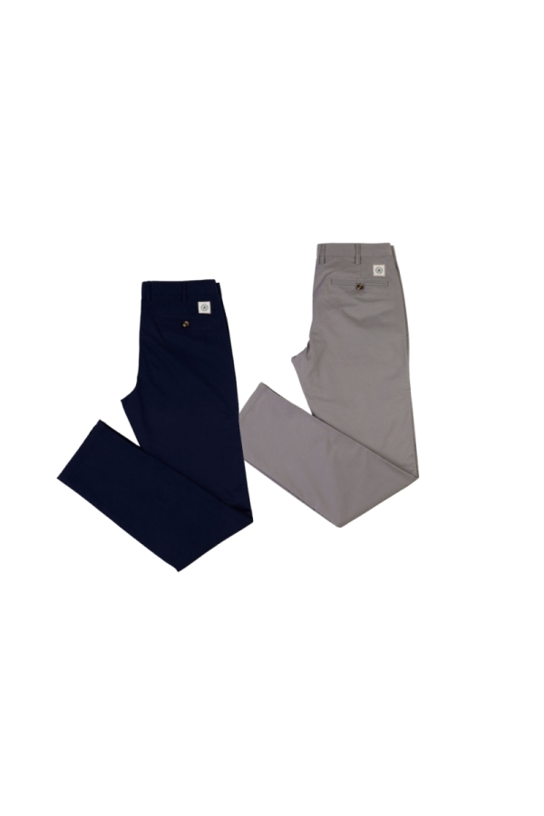 Pack 2 Pantalones Chino Hombre The Time Of Bocha QV1PK.PCH Marino-Gris