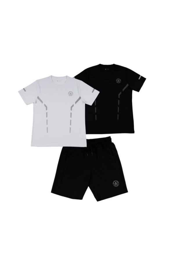 Pack 2 Camisetas Y Short Padel Hombre The Time Of Bocha QV1PK.PAD Blanco-Negro-Negro