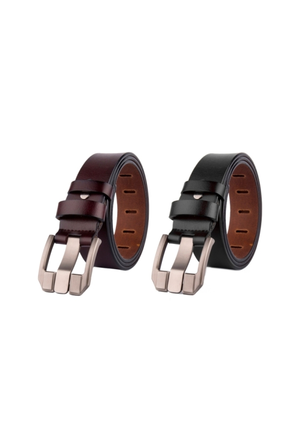 Pack 2 Cinturones Piel Hombre The Time Of Bocha QV1PK.CINT Marron-Negro