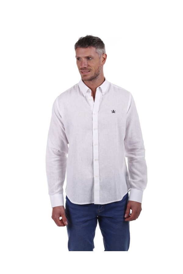 Camisa Lino Hombre The Time Of Bocha PV1LINO Blanco