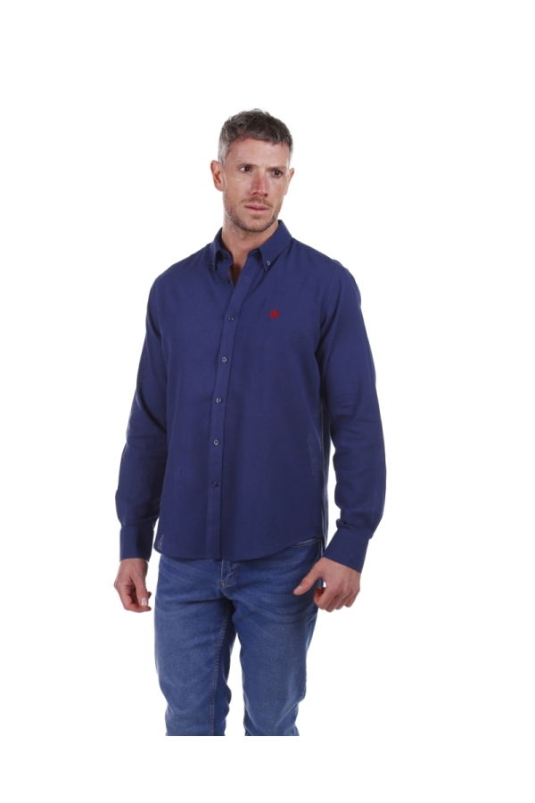 Camisa Lino Hombre The Time Of Bocha PV1LINO Marino