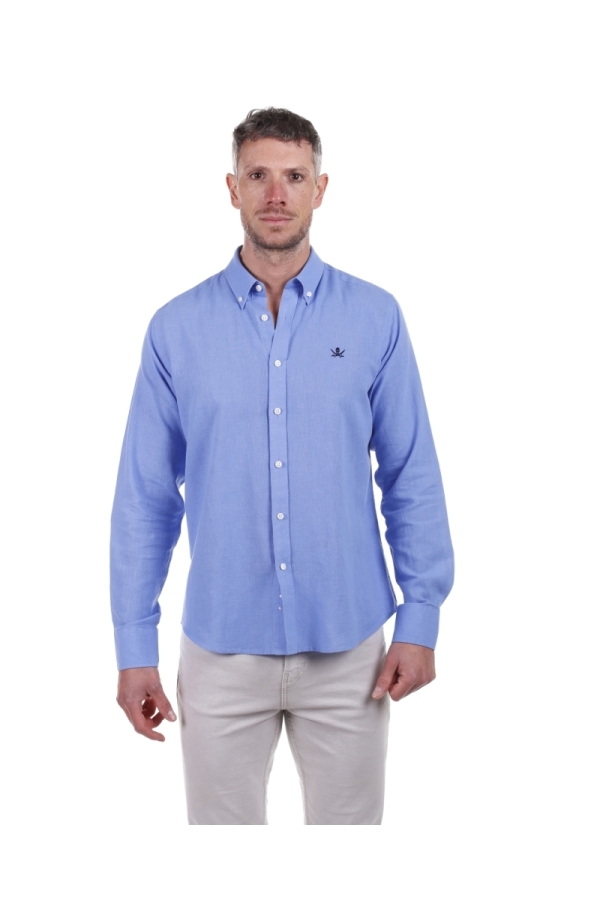 Camisa Lino Hombre The Time Of Bocha PV1LINO Azulina