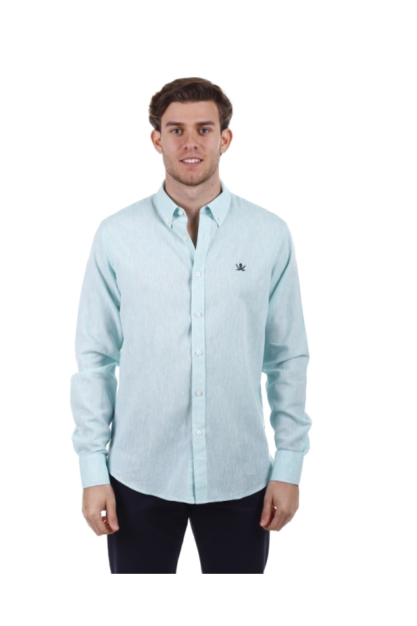 Camisa Lino Hombre The Time Of Bocha PV1LINO Verde Agua