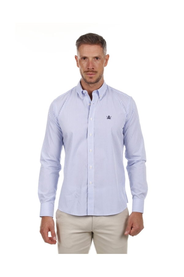 Camisa Algodón Hombre The Time Of Bocha PI1COT Celeste