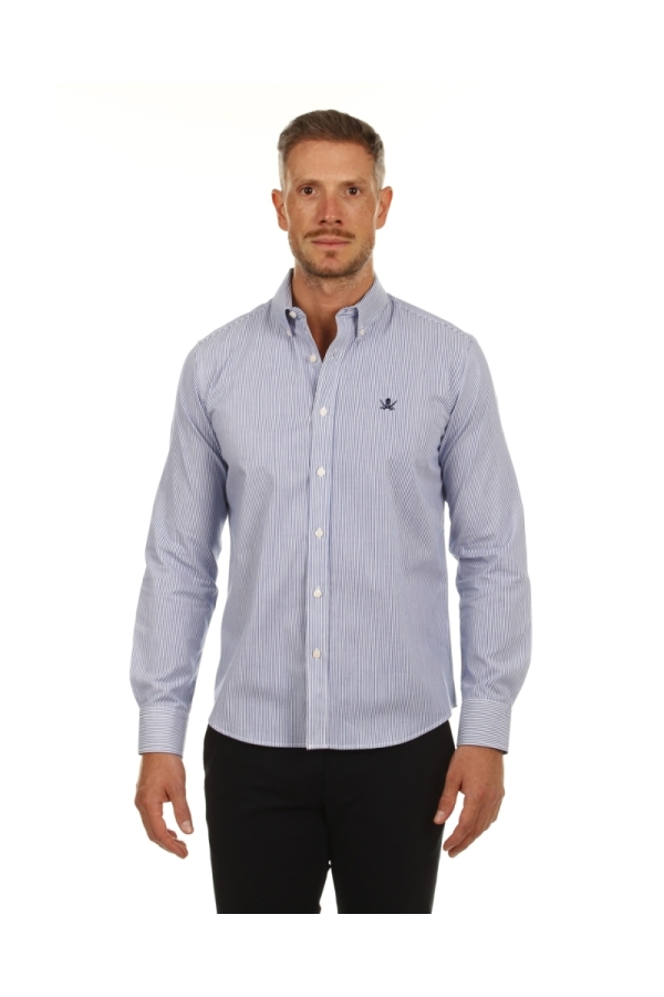 Camisa Algodón Hombre The Time Of Bocha PI1COT Azul