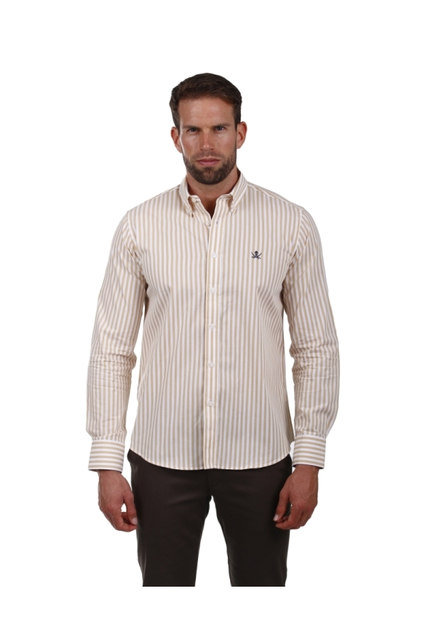 Camisa Algodón Hombre The Time Of Bocha PI1COT Beige