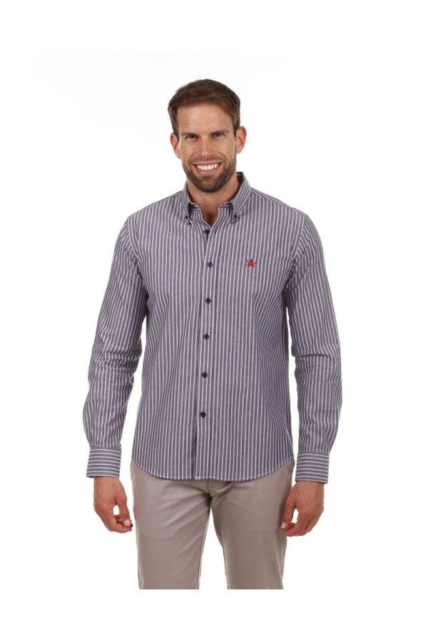 Camisa Algodón Hombre The Time Of Bocha PI1COT Azul