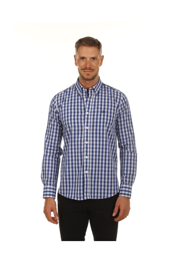 Camisa Algodón Hombre The Time Of Bocha PI1COT Azul