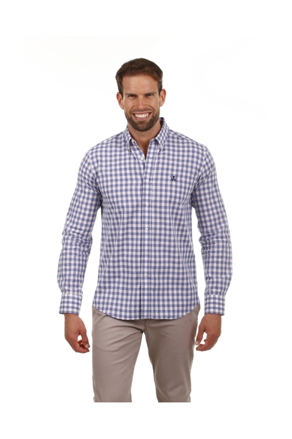 Camisa Algodón Hombre The Time Of Bocha PI1COT Azul