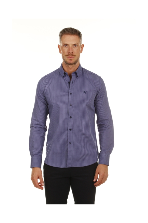 Camisa Algodón Hombre The Time Of Bocha PI1COT Azul