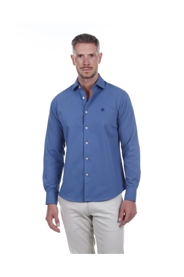 Camisa Gabardina Hombre The Time Of Bocha PI1GAB Azul Cobalto