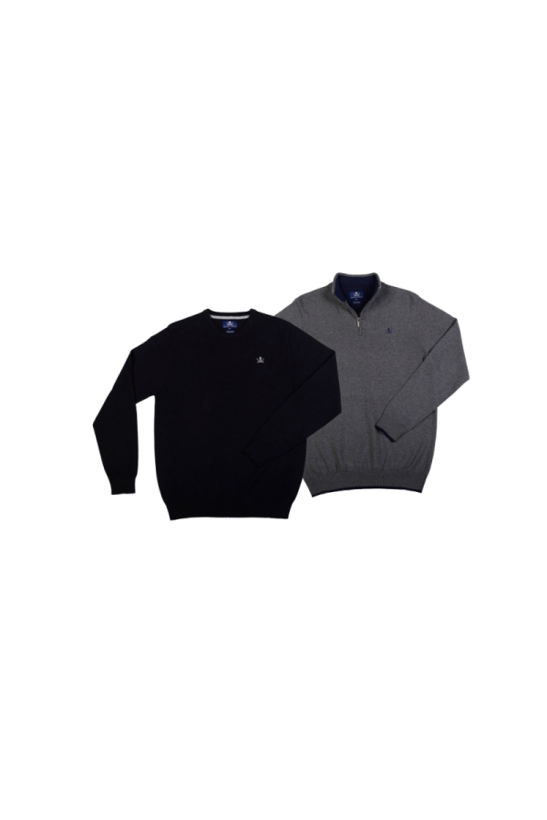 Pack 2 Jerseys Crema Hombre The Time Of Bocha PI1PK.JE Negro-Gris.Osc